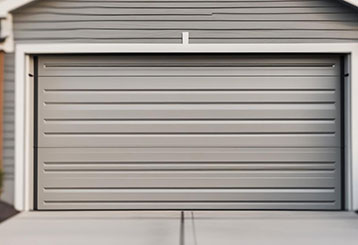 Technician replacing a modern residential garage door for a satisfied homeowner in Goodyear, AZ
