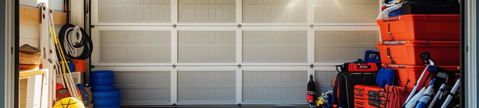 Clean and well-maintained garage door prepared for summer in a sunny Goodyear, AZ neighborhood